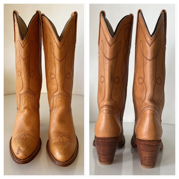 Vintage Frye Camel Coastal Cowgirl Southwest Boots Size 7.5 Narrow - Picture 5 of 16
